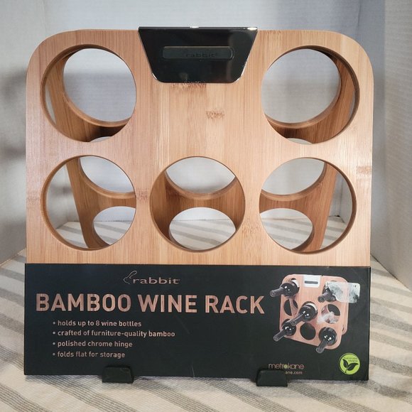 NWT Rabbit Bamboo 8 bottle wine rack - Picture 8 of 11